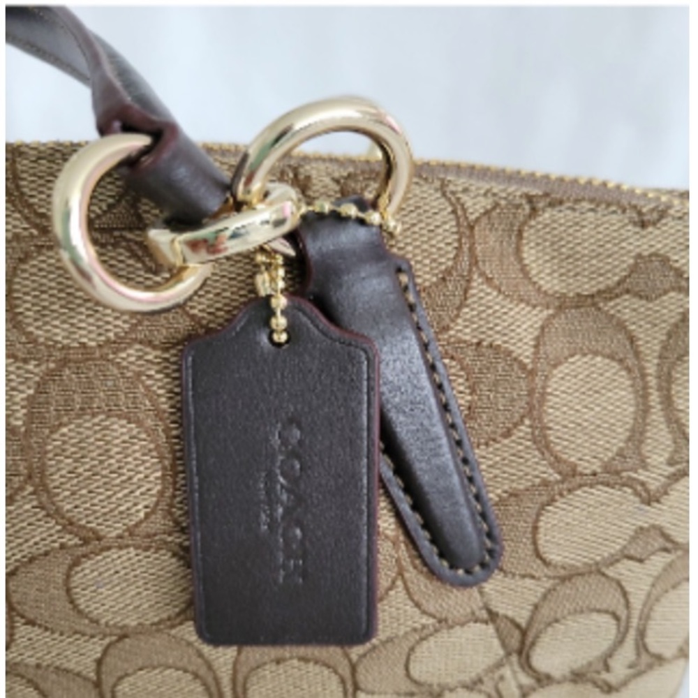 NWT Coach Outline Signature Small Kelsey Handbag Khaki Brown - Picture 7 of 15